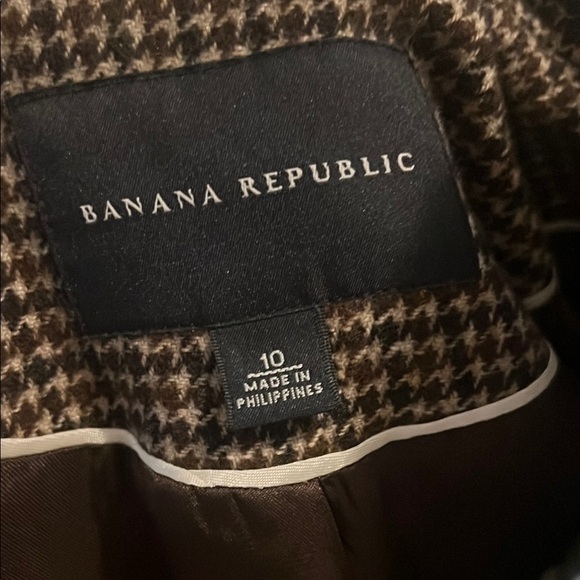 Women's Brown Checkered Jacket banana republic size 10 worn once - Picture 2 of 4